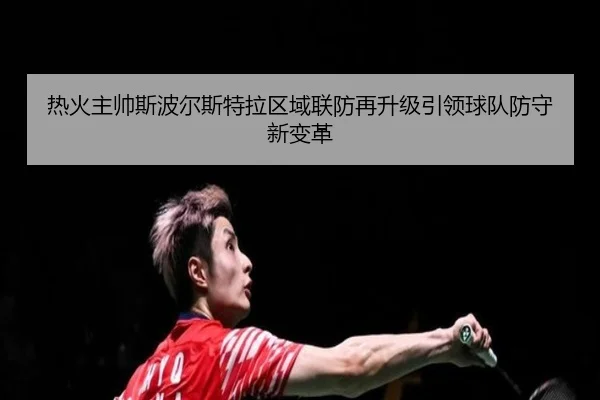 热火主帅斯波尔斯特拉区域联防再升级引领球队防守新变革